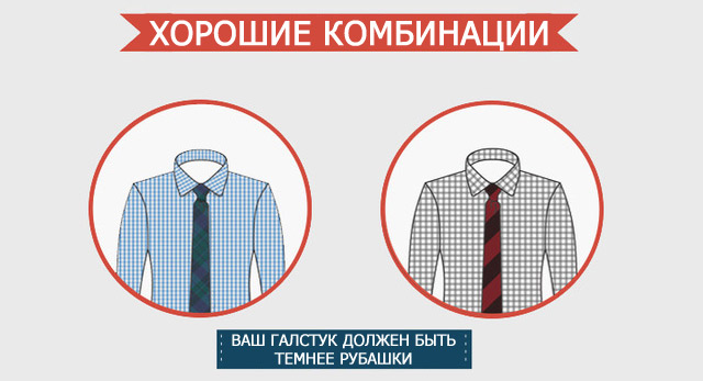 Для клетчатой рубашки подходят клетчатые или полосатые галстуки